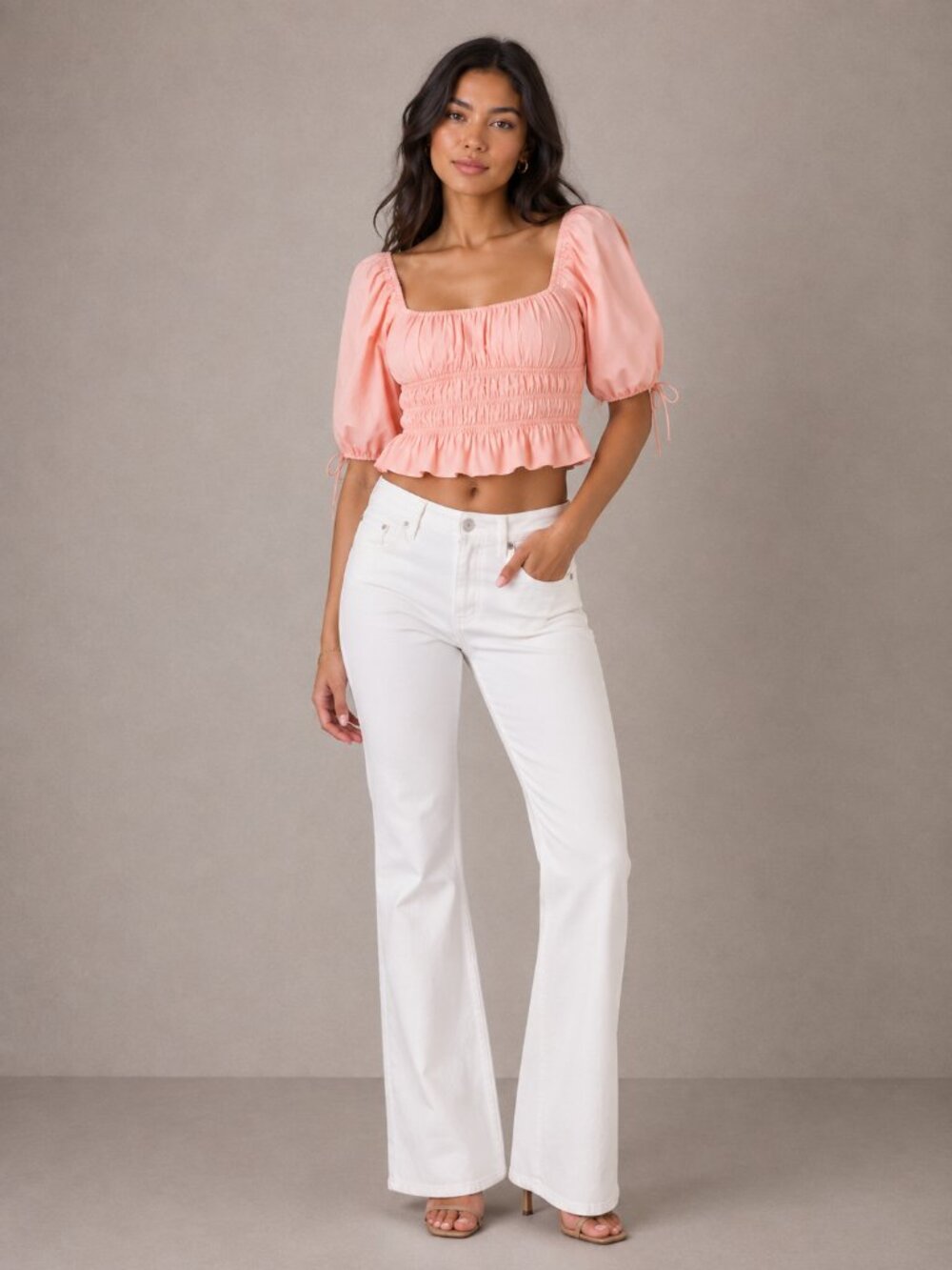 Staud Faye Puff Sleeve Crop Top Size Small